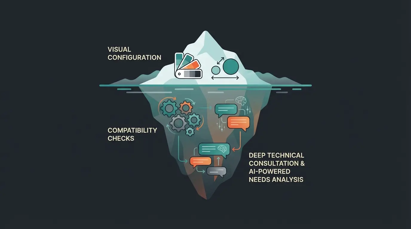 Das Eisberg-Modell: Sichtbare visuelle Konfiguration vs. versteckte technische Beratung