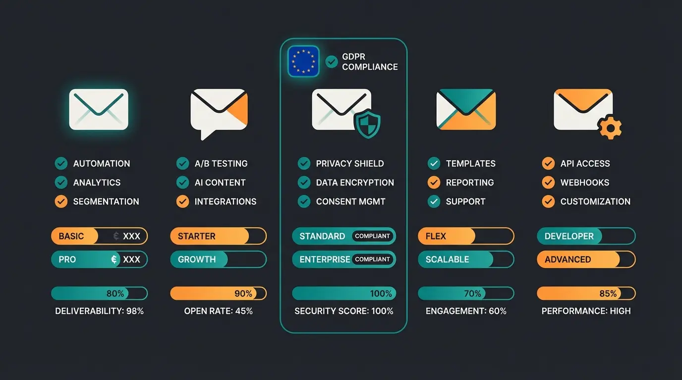 Comparison chart of WooCommerce newsletter plugin features and pricing