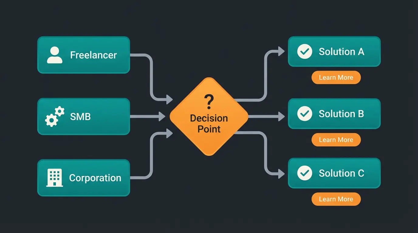 Decision flowchart for choosing the right SevDesk alternative based on business needs