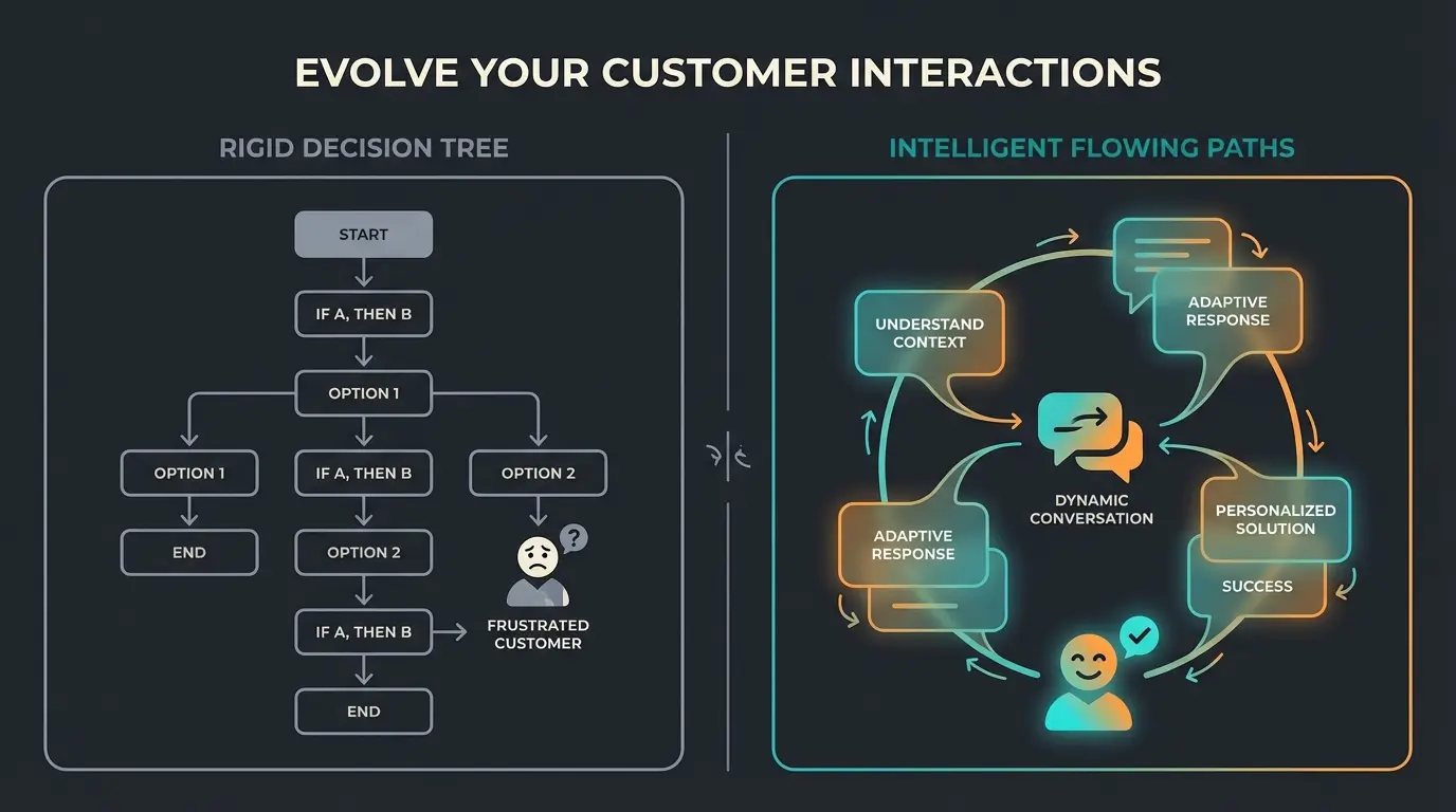 Comparison between traditional chatbot limitations and AI-powered sales consultation capabilities