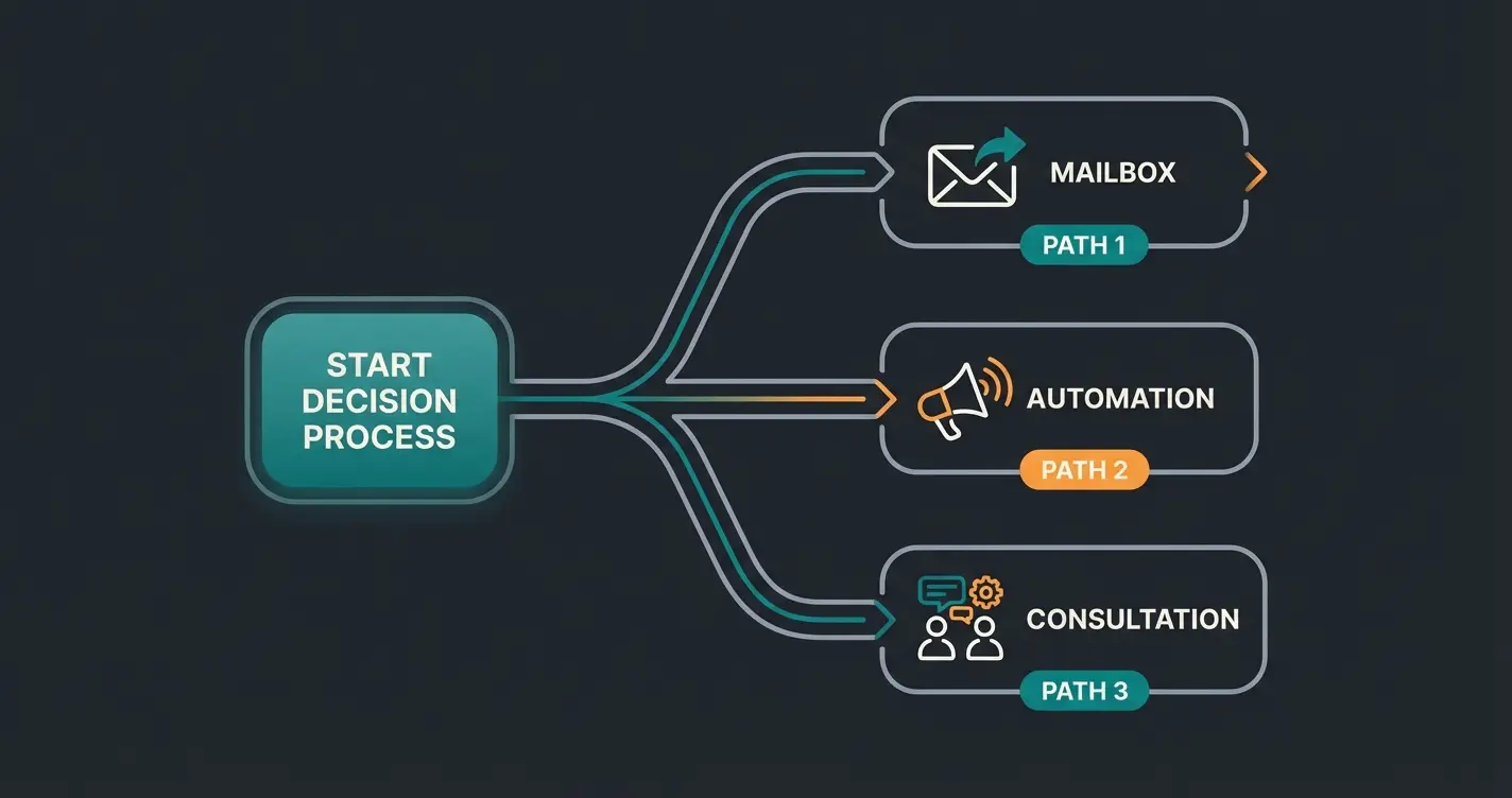 Entscheidungsbaum für die Wahl zwischen Help Scout Intercom und KI-Verkaufsberatung