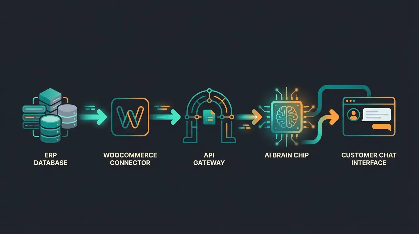 Technical architecture diagram showing ERP to AI integration flow