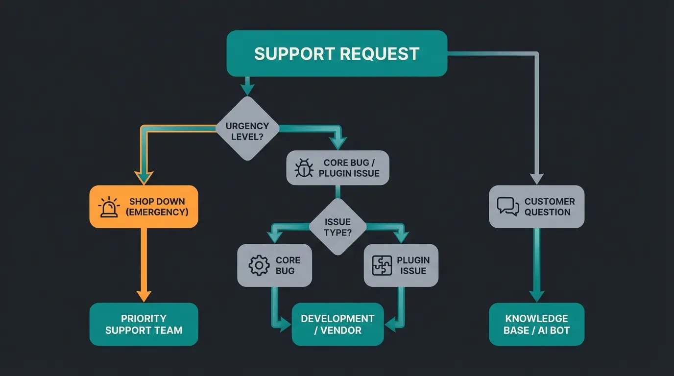Entscheidungsbaum für Shopware Support Kontaktaufnahme