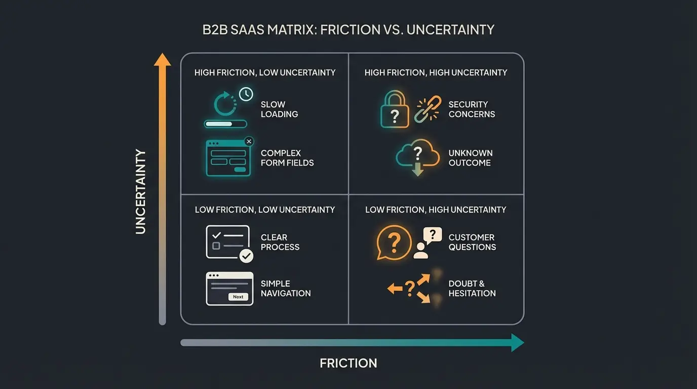 Friction vs Uncertainty Matrix für Checkout Optimierung