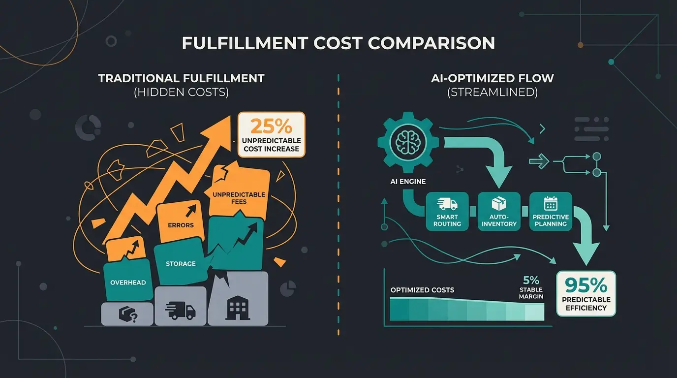 Total Cost of Fulfillment Vergleich: Traditionelle Sicht vs. KI-optimierte Strategie