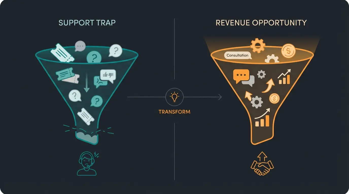 Vergleich zwischen Support-Falle und Umsatz-Chance im E-Commerce