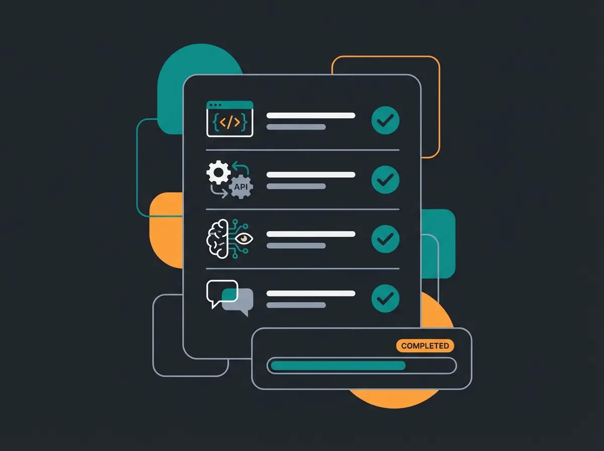 Developer interview checklist with technical and business skill evaluation criteria