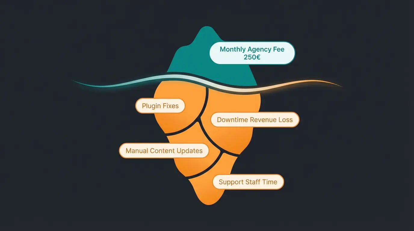 Der Eisberg der Shopware Kosten - sichtbare vs. versteckte Kosten
