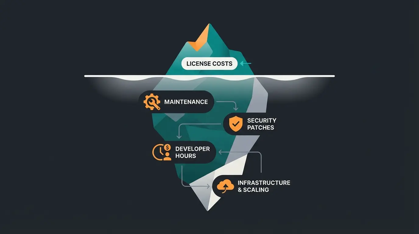 Infografik Kosten-Eisberg zeigt sichtbare und versteckte E-Commerce Kosten