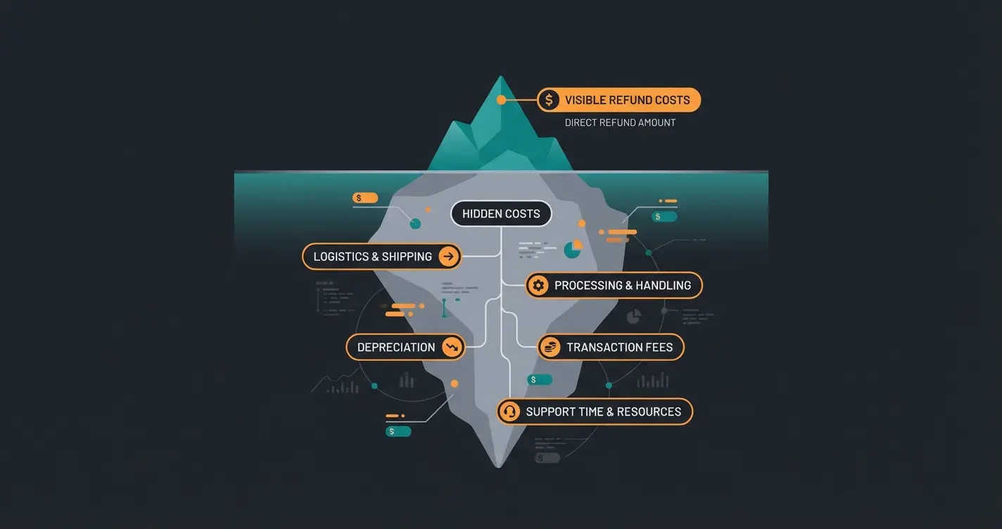 Eisberg-Modell der versteckten Retourenkosten im E-Commerce