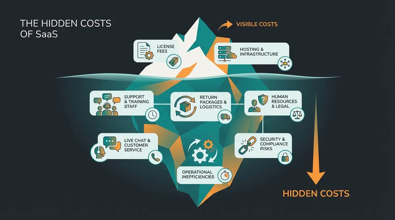 Eisberg-Infografik: Sichtbare vs versteckte Magento Kosten