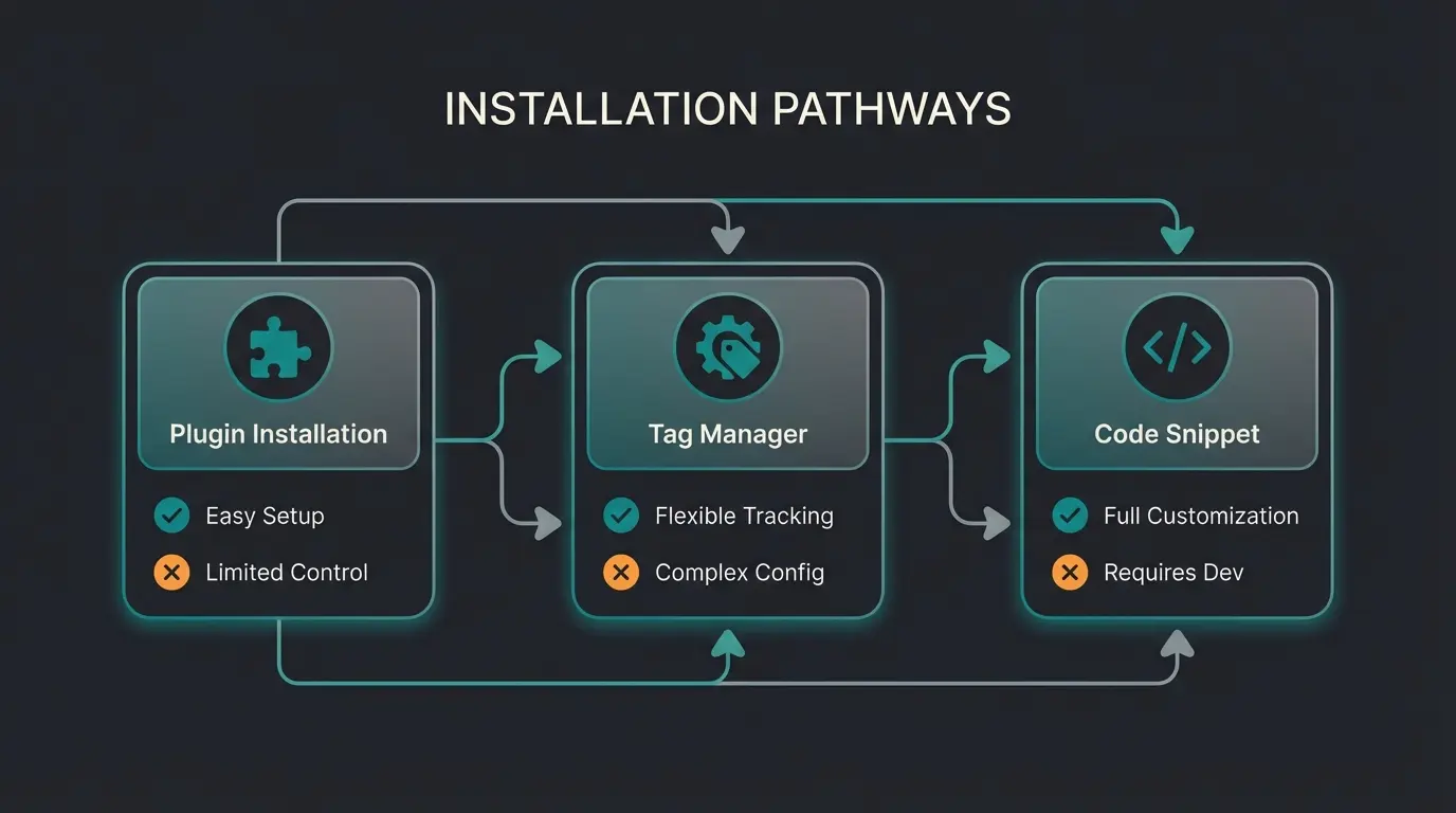 Vergleich der drei Intercom WordPress Installationsmethoden mit Vor- und Nachteilen