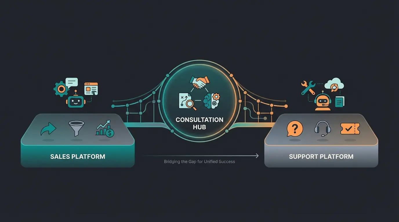 Infografik zur Beratungslücke zwischen Sales-Bots und Support-Bots