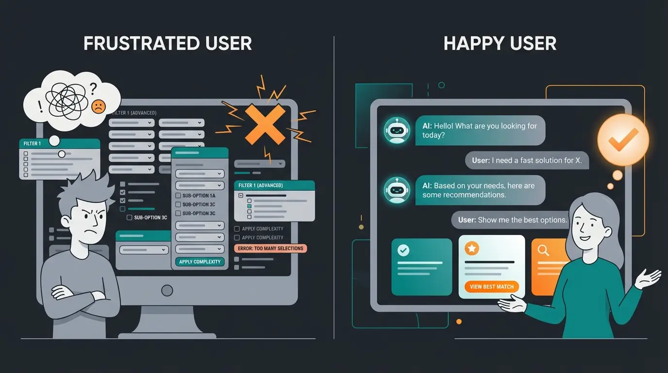 Vergleich zwischen klassischem Filter und KI-gestützter Beratung