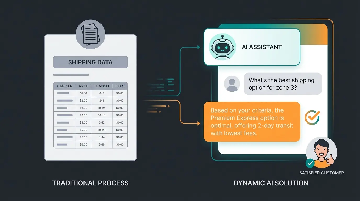 Vergleich zwischen statischer FAQ-Antwort und KI-gestützter Versandberatung