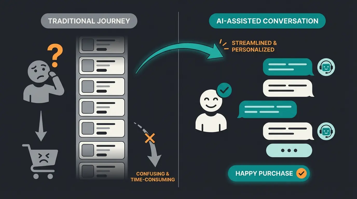 Vergleich zwischen traditioneller Produktsuche und KI-gestützter Kaufberatung