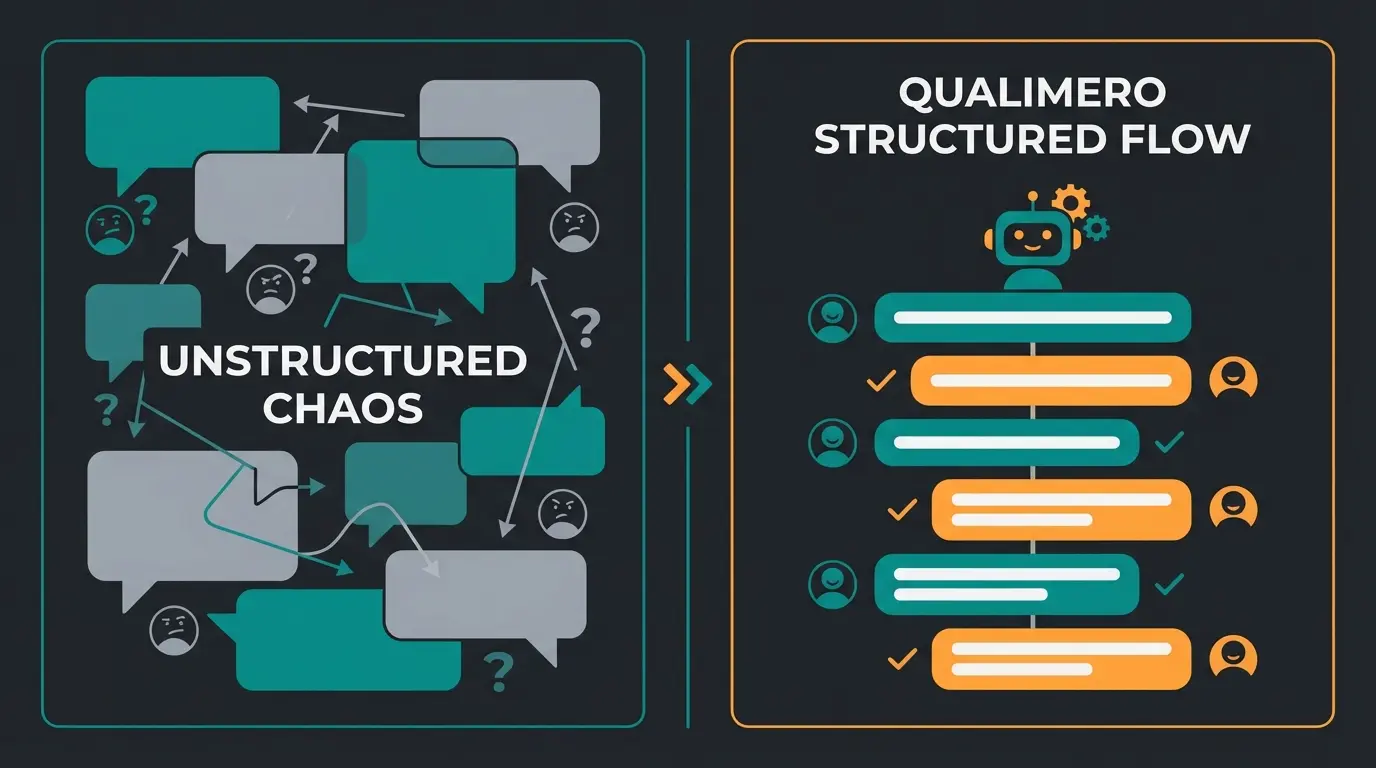 Comparison between chaotic WhatsApp group and organized AI-powered chat solution