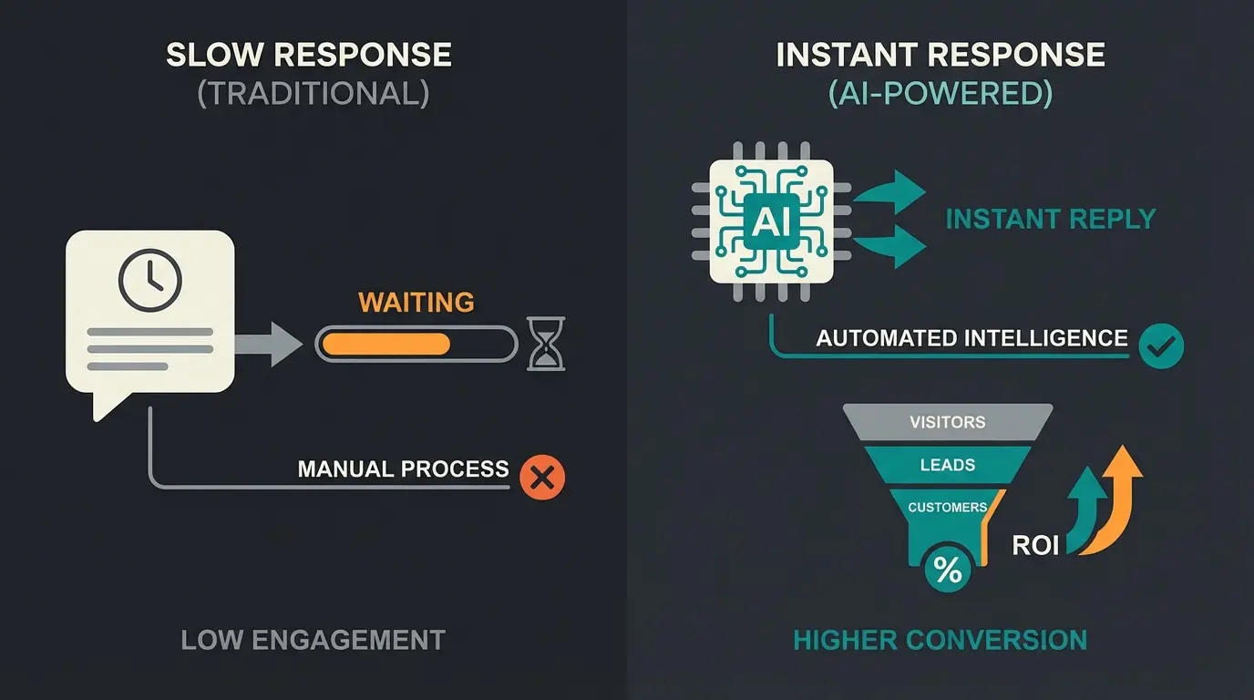 Vergleich Standard-Abwesenheitsnotiz vs. KI-basierte WhatsApp-Automatisierung