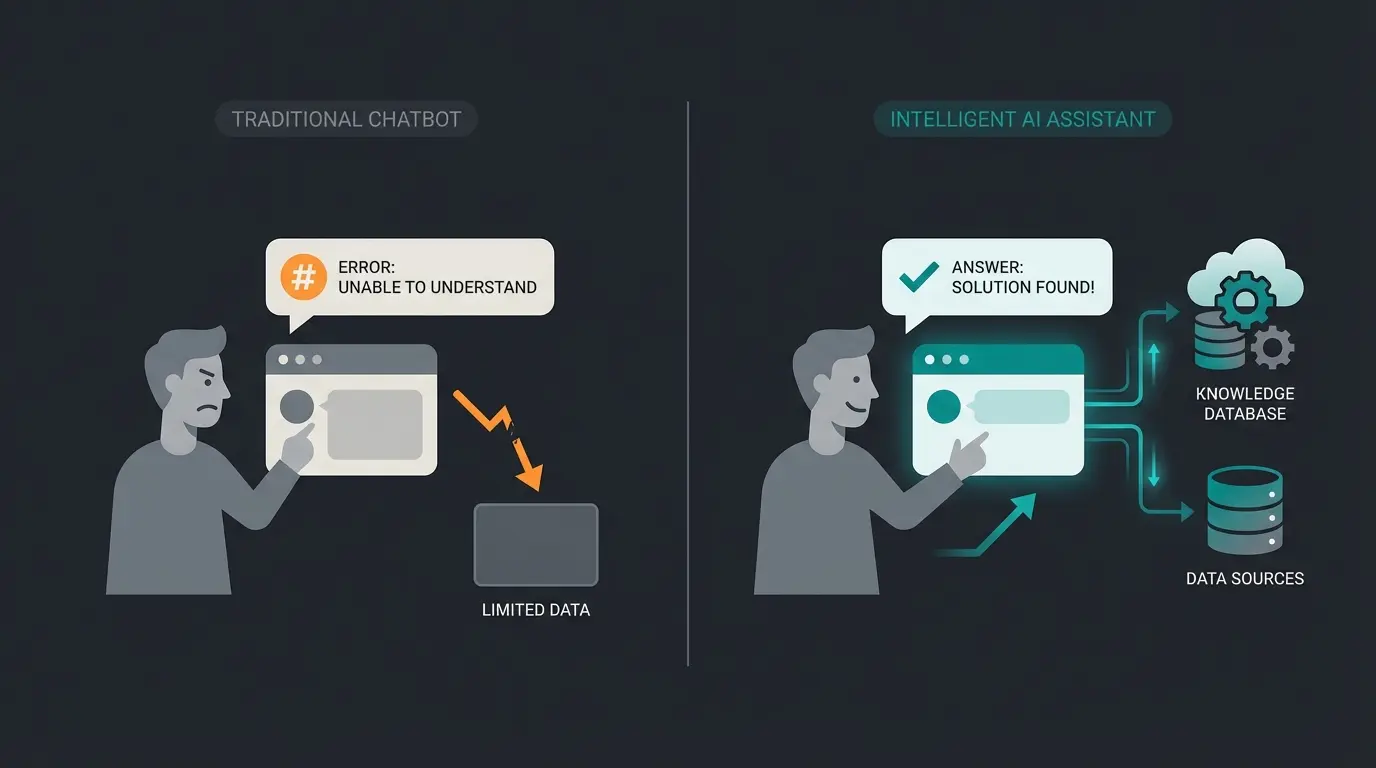Comparison between traditional chatbot and AI-powered product consultation