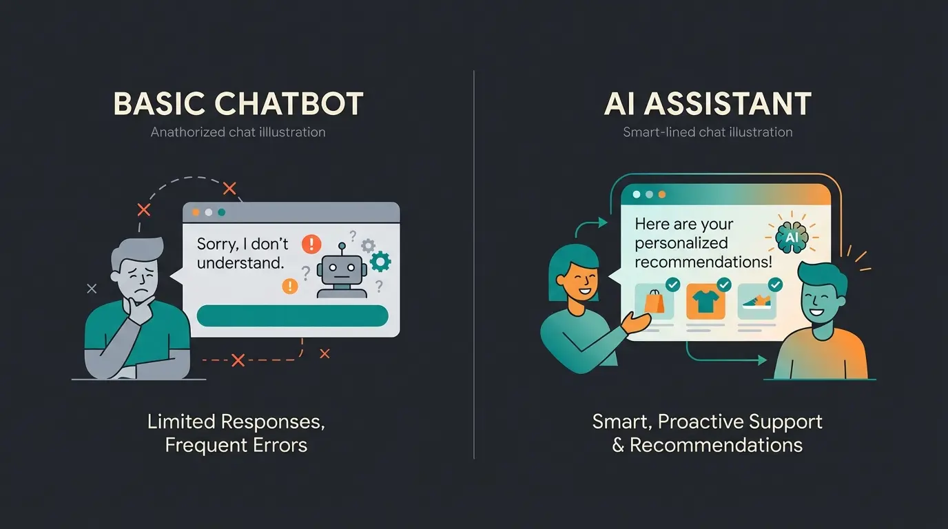 Vergleich klassischer Chatbot vs. KI-Mitarbeiter im E-Commerce Support