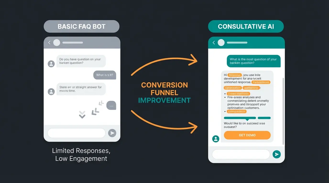 Vergleich zwischen reaktiver FAQ-Bot-Antwort und proaktiver Consultative AI Beratung