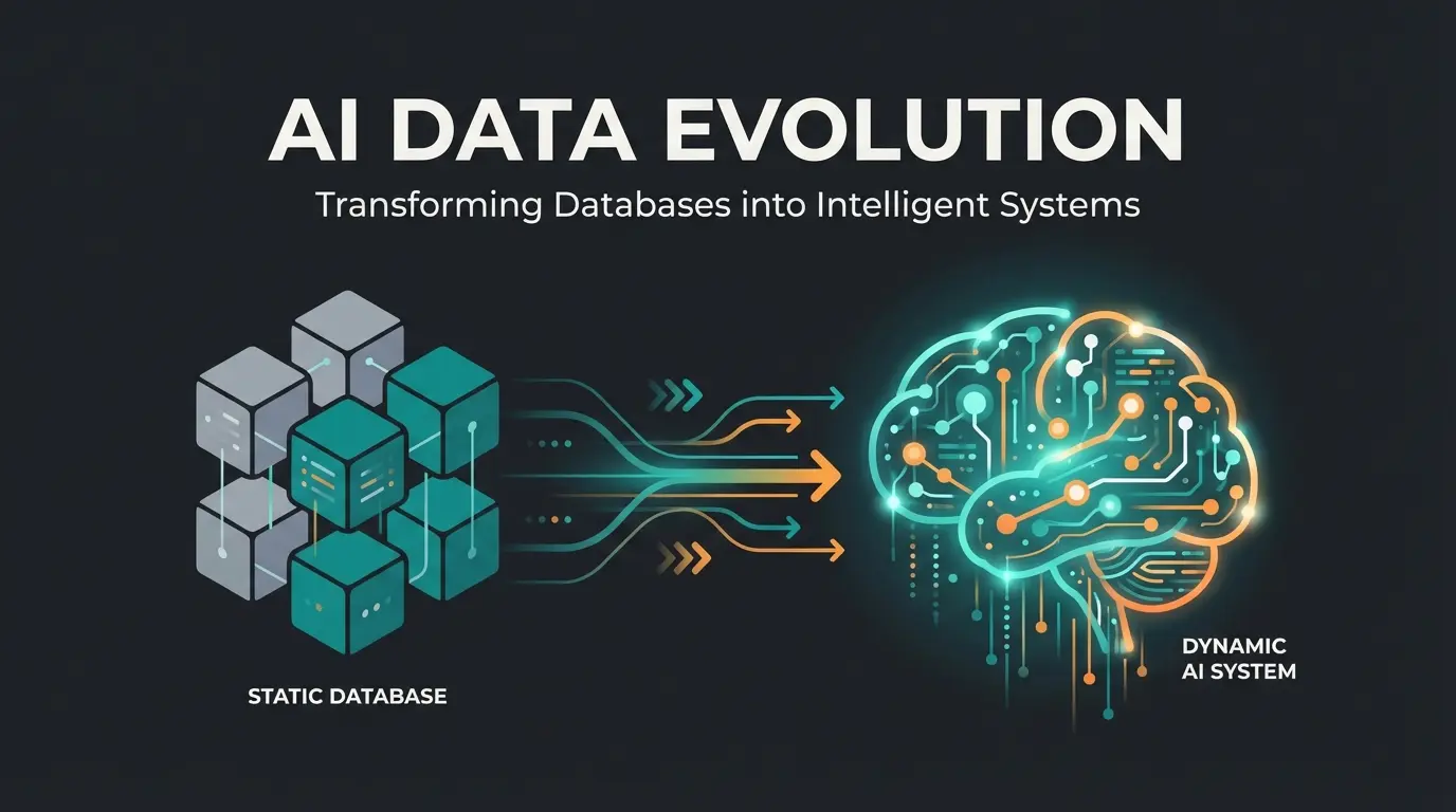 Abstract visualization of ERP system transformation with AI integration for mid-sized manufacturing companies