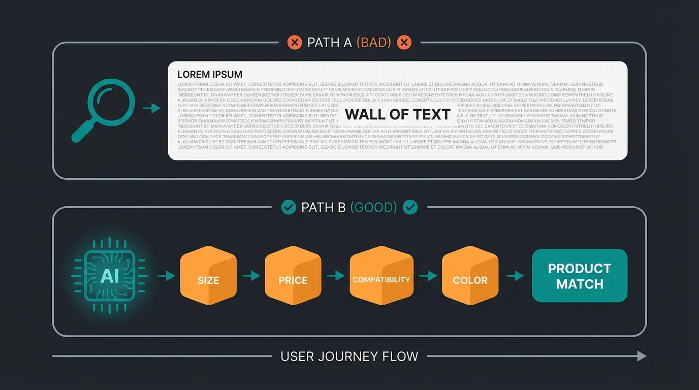 Infografik zur Datenverarbeitung: Unstrukturierter Text vs. Strukturierte Attribute