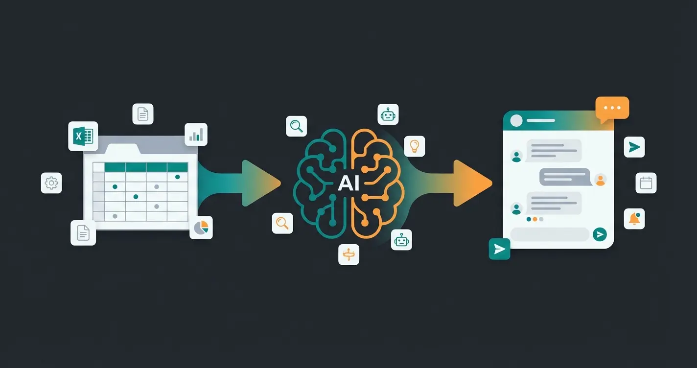 AI-enhanced Excel inventory workflow diagram showing data transformation