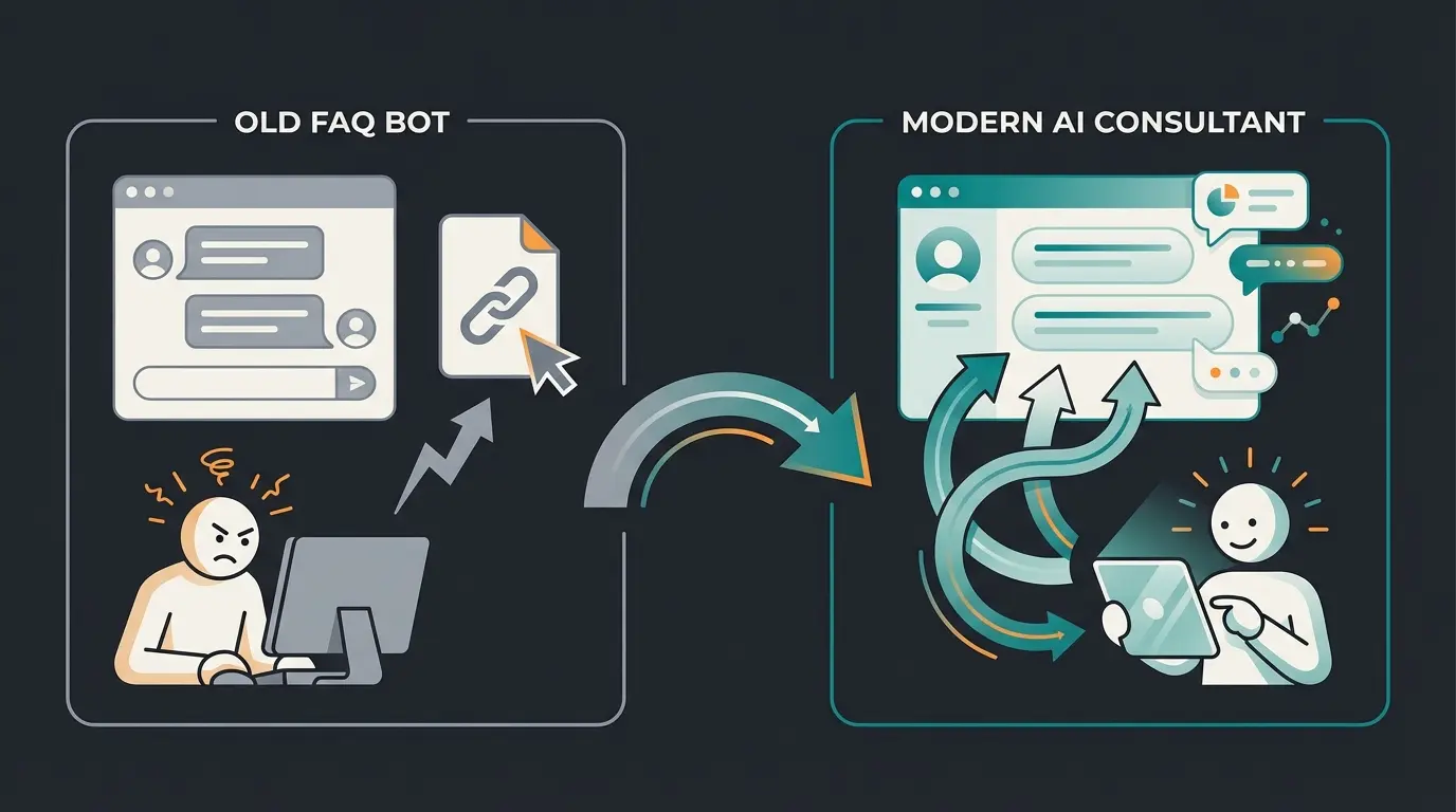 Infografik zeigt Unterschied zwischen FAQ-Bot und intelligentem KI-Berater im HR-Kontext