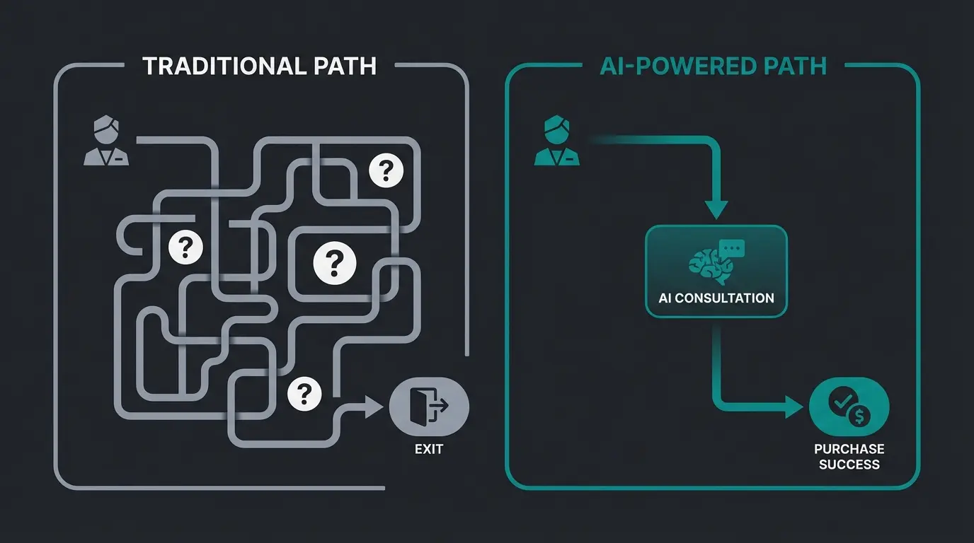 Vergleich Customer Journey Shop A ohne Beratung vs Shop B mit KI-Beratung