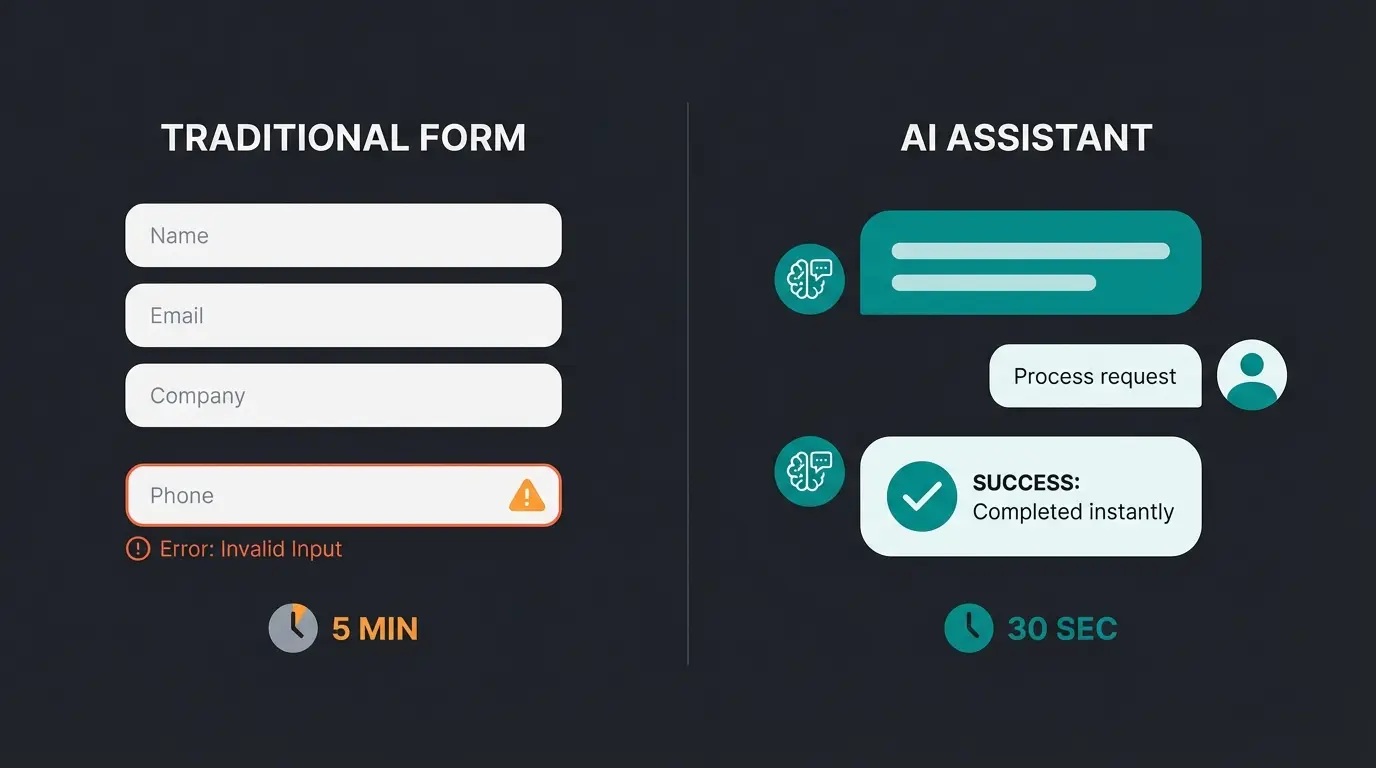 Vergleich klassische Schnellbestellung vs. KI-gestützte Lösung mit Zeiteinsparung
