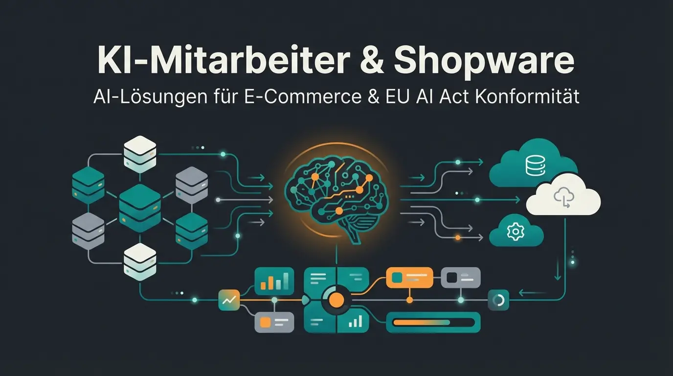 Moderne Shopware Hosting Infrastruktur mit KI-Integration für intelligenten E-Commerce