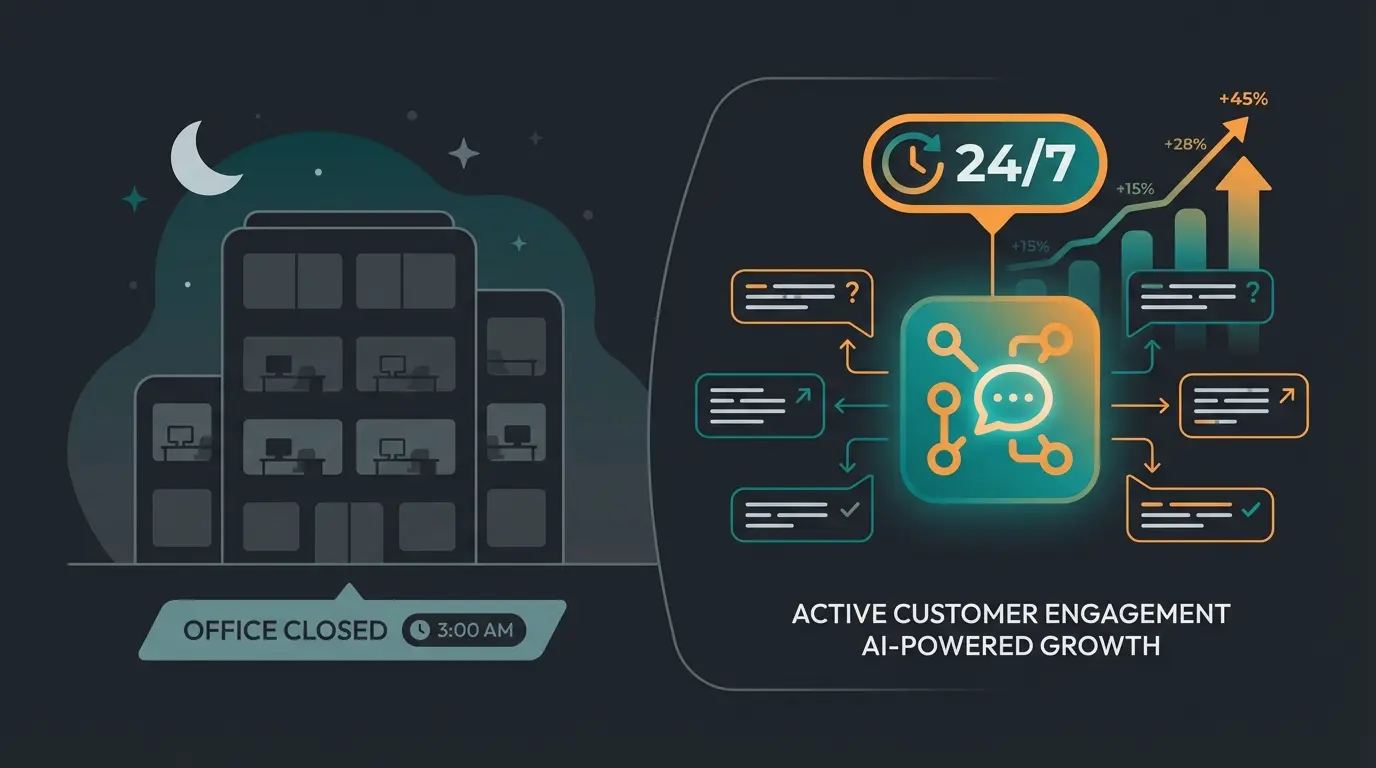 AI consultant working 24/7 compared to traditional office hours limitation