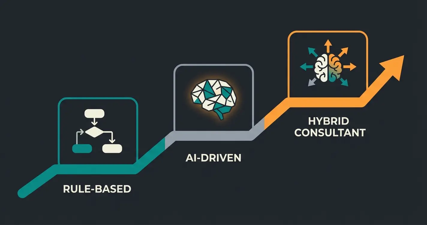 Three-tier comparison of Intercom automation levels from basic to AI consultant