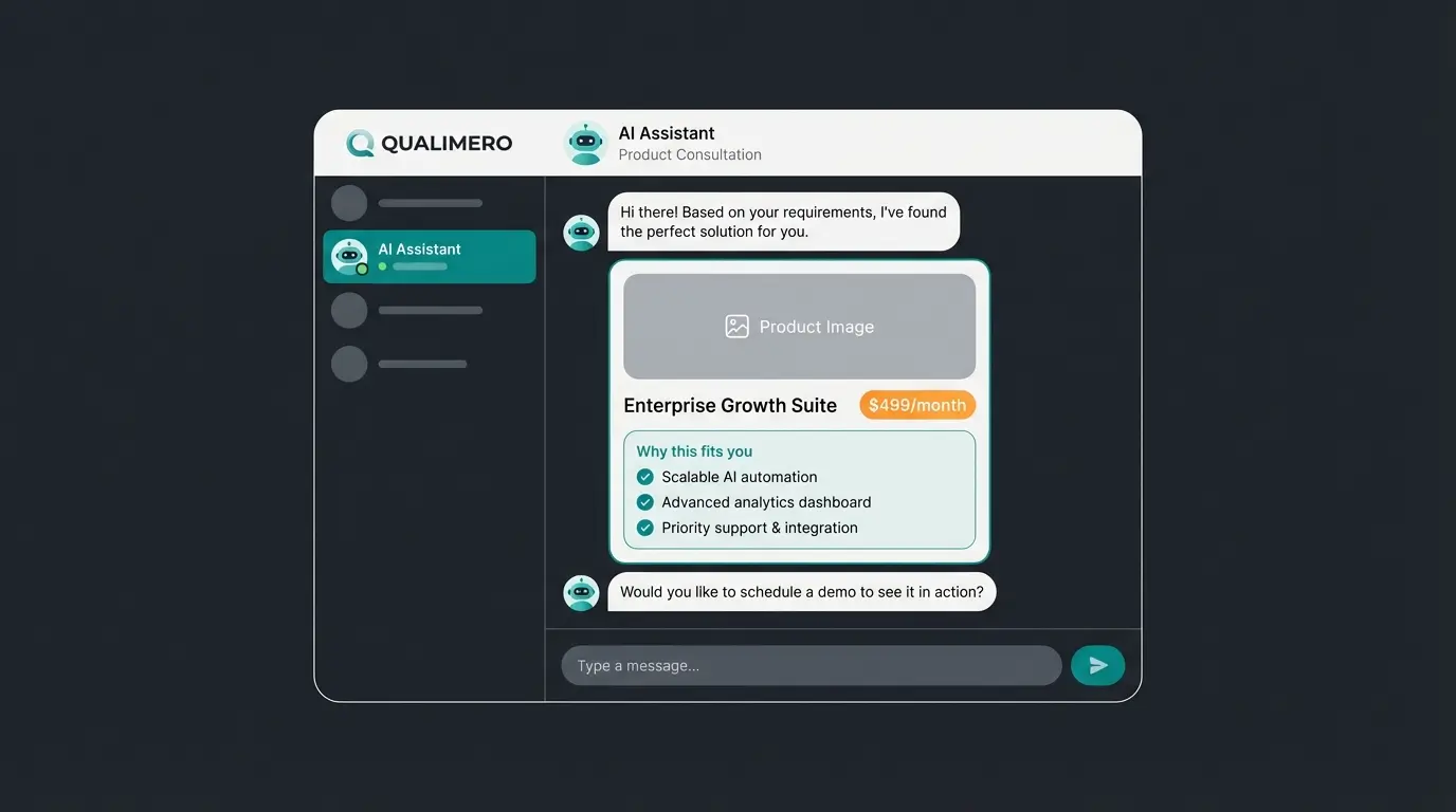 AI employee interface showing personalized product recommendation with explanation