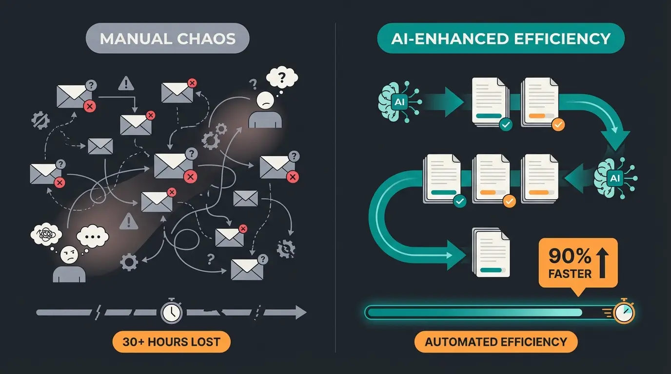 Vergleich traditioneller vs. KI-gestützter Auftragsprozess