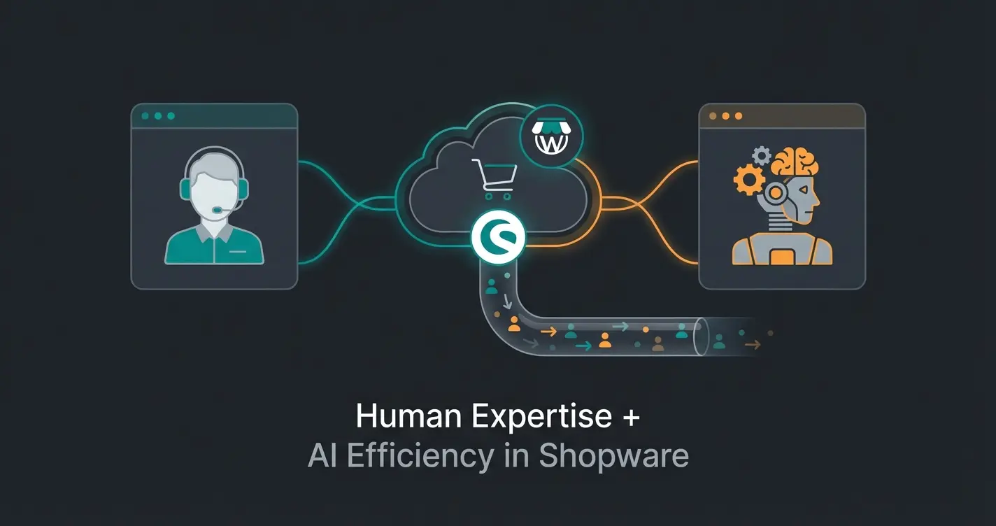 Future of Shopware consulting showing integrated human and AI advisory approach