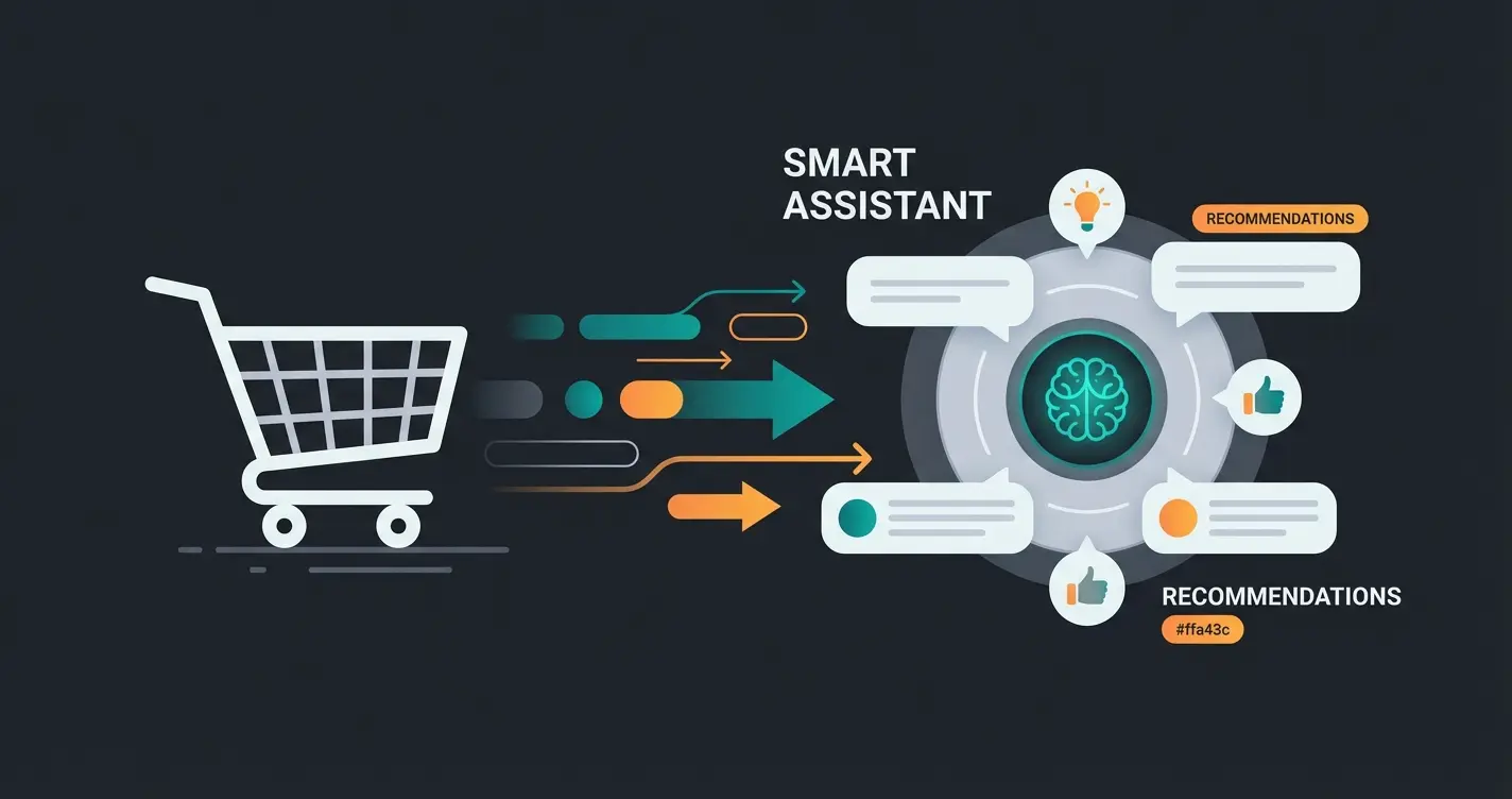 Abstract visualization of AI-powered e-commerce transformation