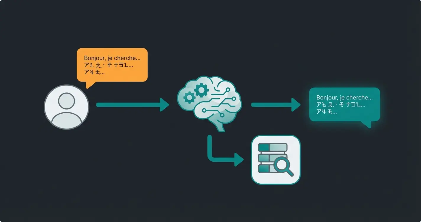 AI sales consultant workflow showing multilingual customer interaction