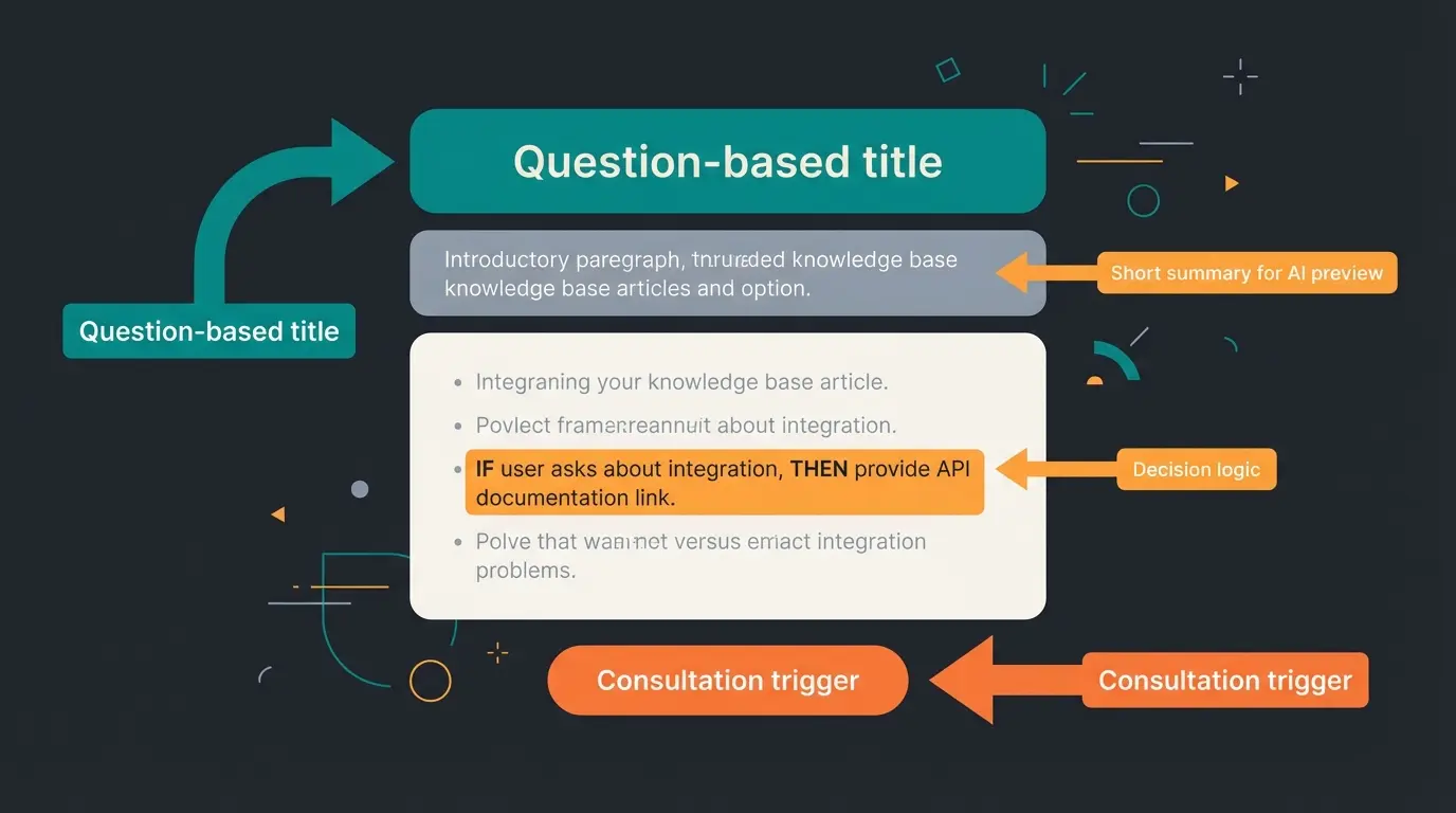 Annotierter Screenshot zeigt Optimierung eines Knowledge Base Artikels für KI-Lesbarkeit