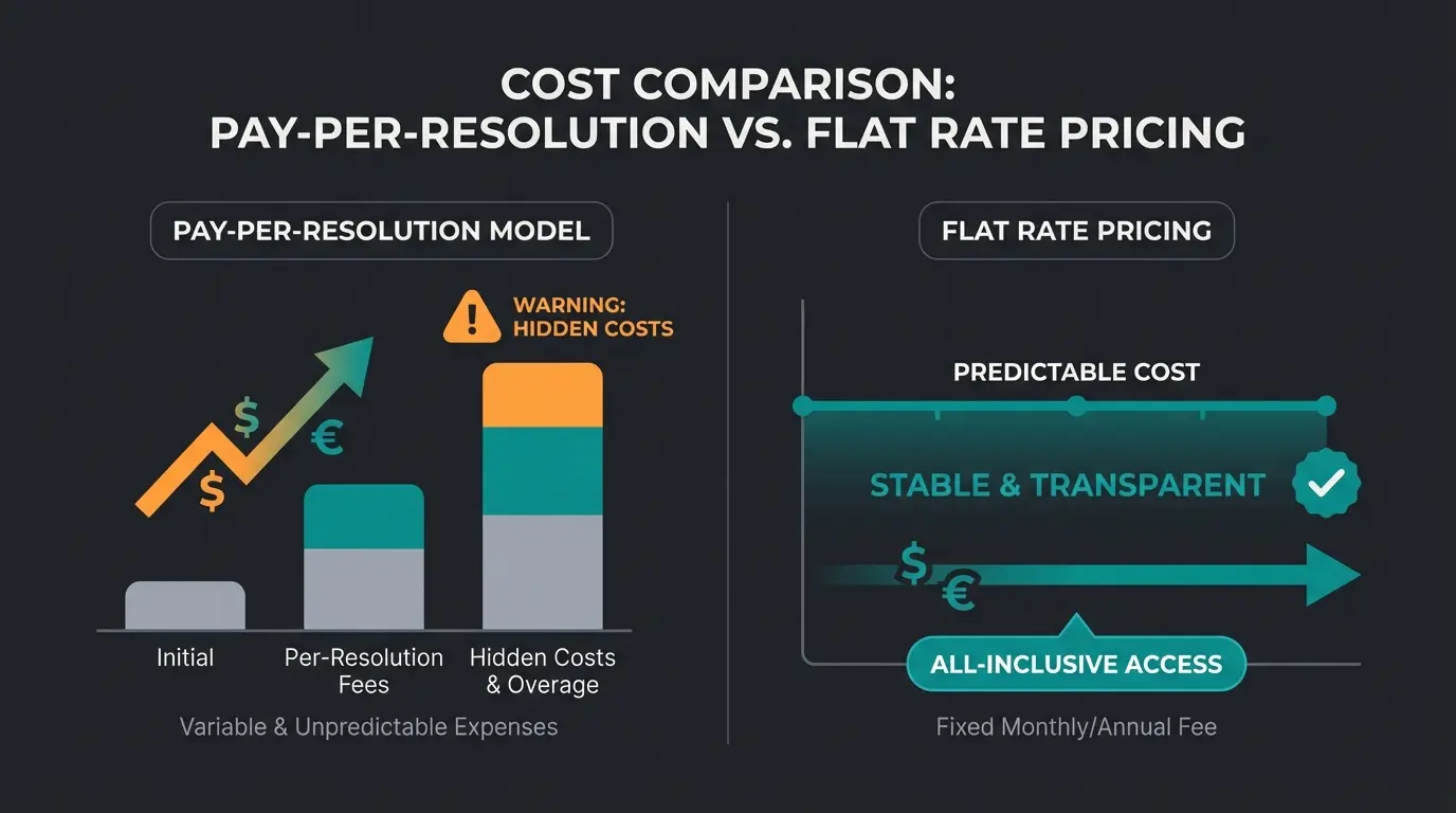 Kostenvergleich zwischen Intercom Fin Resolution-Modell und Flatrate-Alternativen