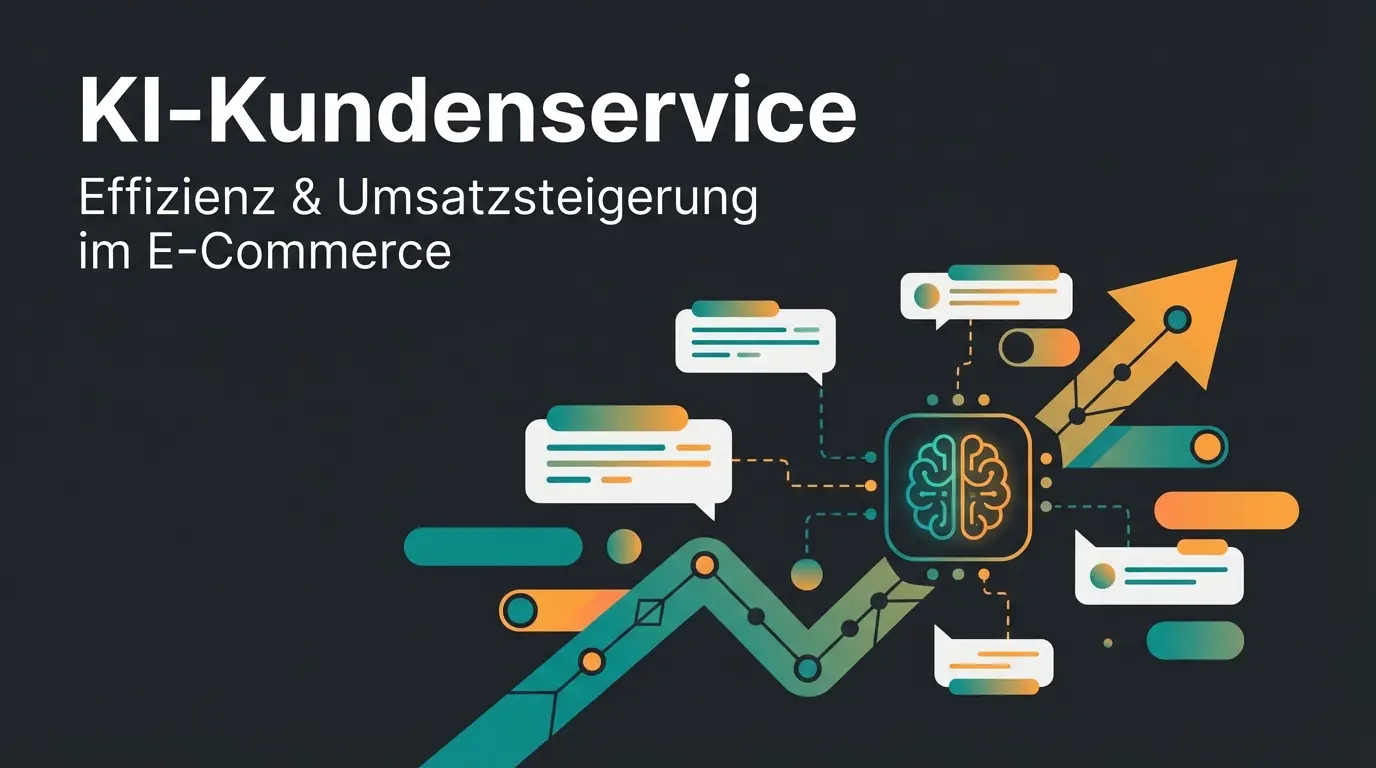 Symbolische Darstellung der Kundenservice-Optimierung mit KI-Elementen und Umsatzwachstum
