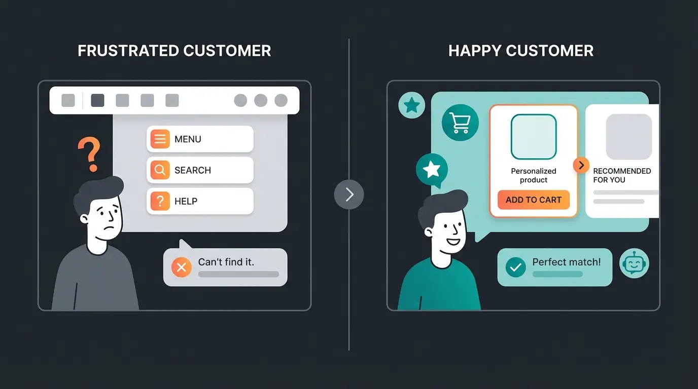 Comparison of rule-based chatbot versus AI product consultant conversation flows