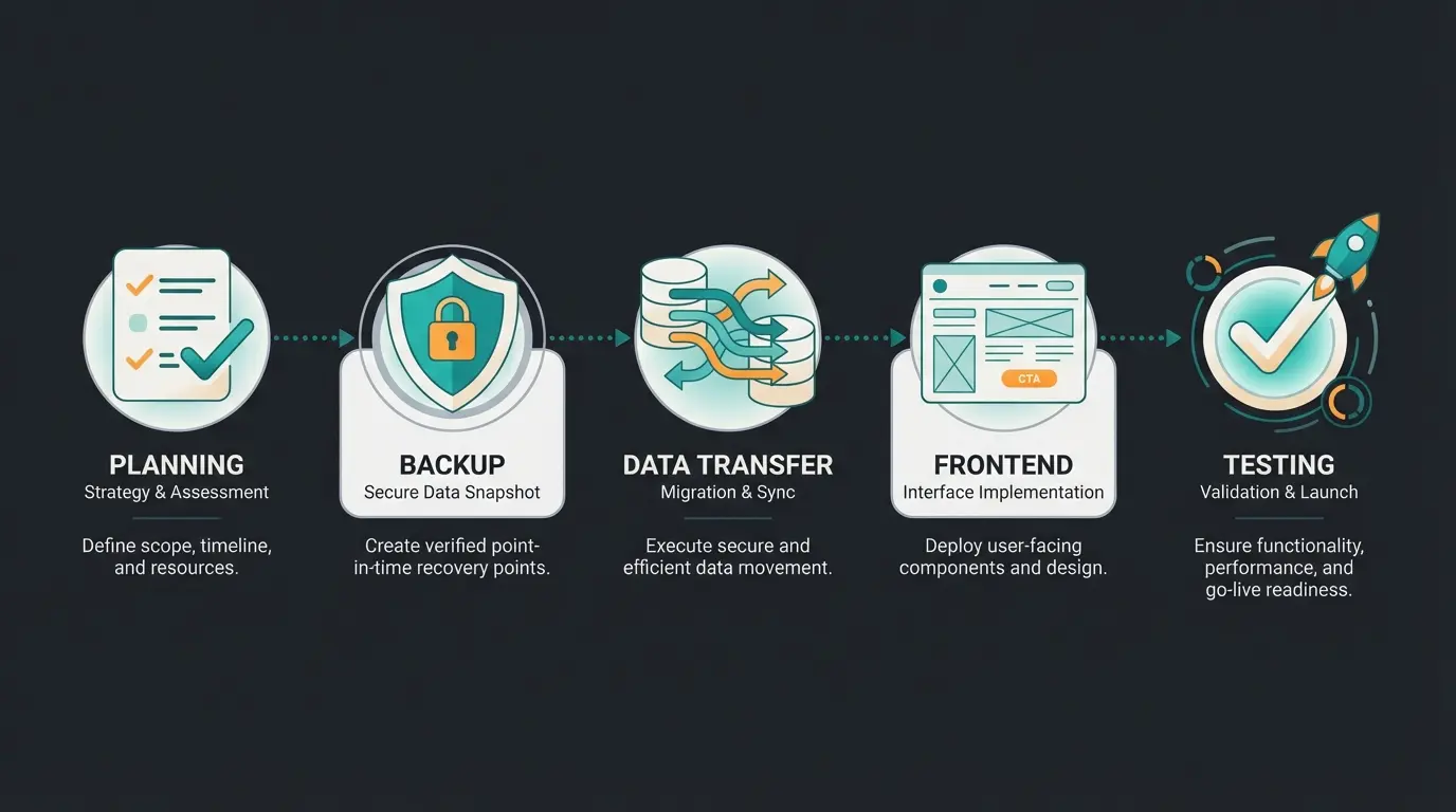 5-Phasen-Prozess der Magento Migration mit KI-Integration