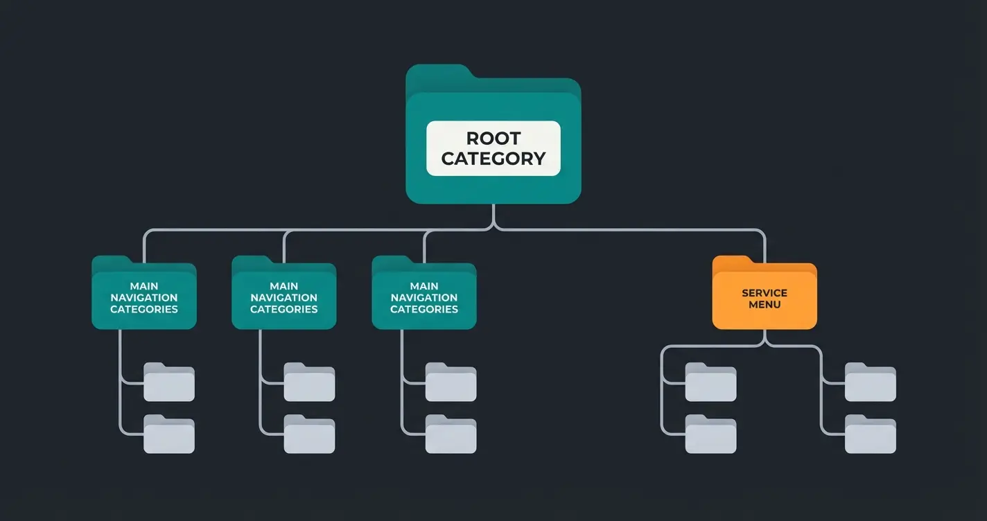 Shopware category tree hierarchy visualization showing root and sub-categories