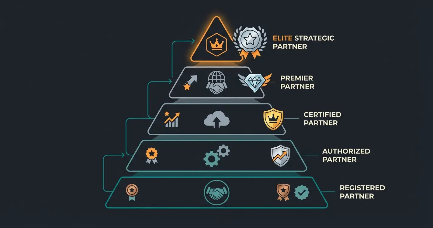 Shopify Partner tier system pyramid showing progression from Registered to Platinum level