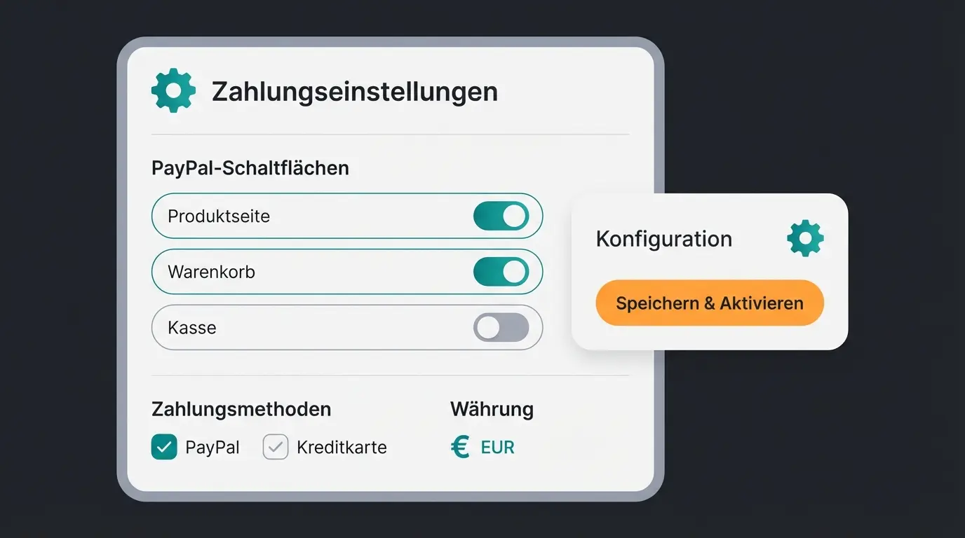 PayPal Smart Buttons configuration interface with German payment options