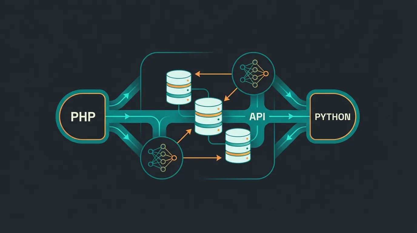 Diagram showing Python and PHP integration for AI-powered Magento e-commerce