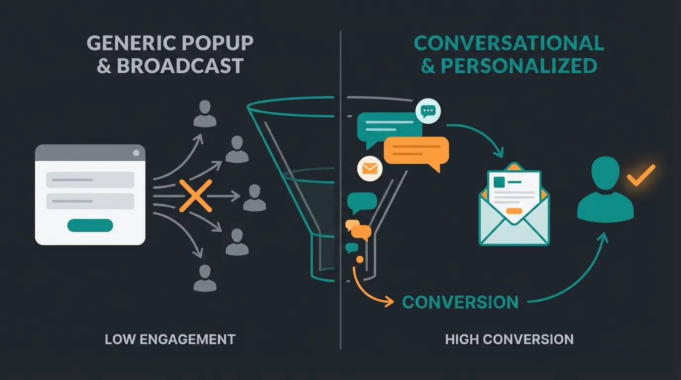 Infografik zum Unterschied zwischen klassischem Newsletter-Marketing und KI-gestützter Consultation
