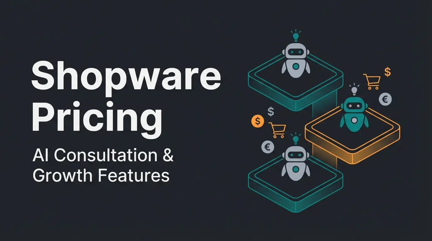Shopware pricing comparison showing different edition tiers with AI consultation integration for e-commerce success